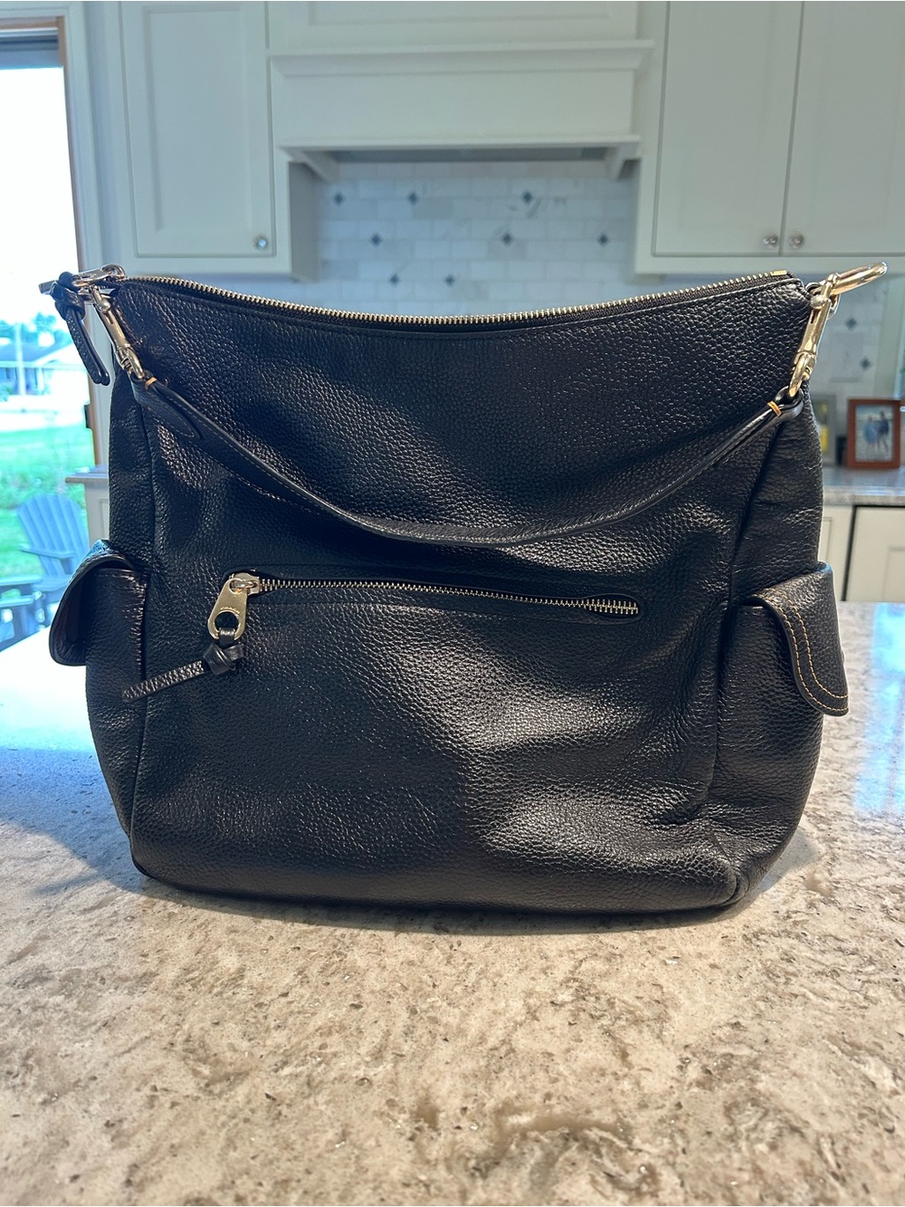 Coach Black Pebbled Leather Shoulder Hobo with Gold Hardware - Picture 2 of 14